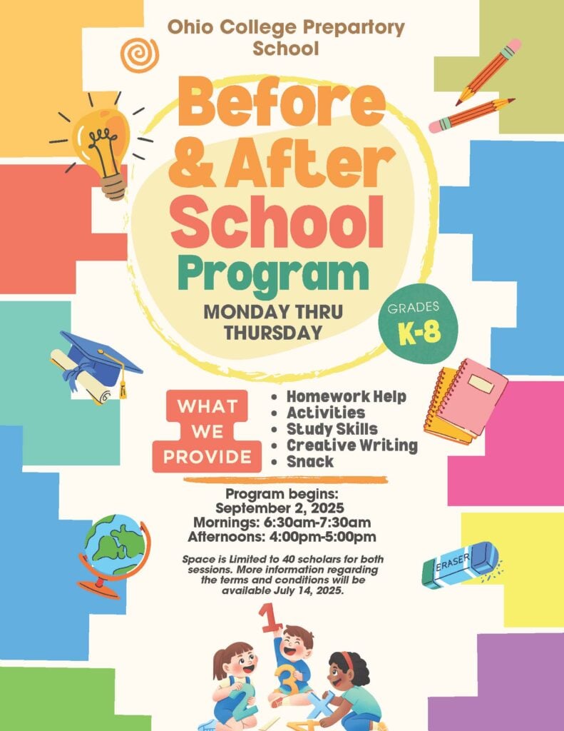 Flyer for K-8 before and after school program.
